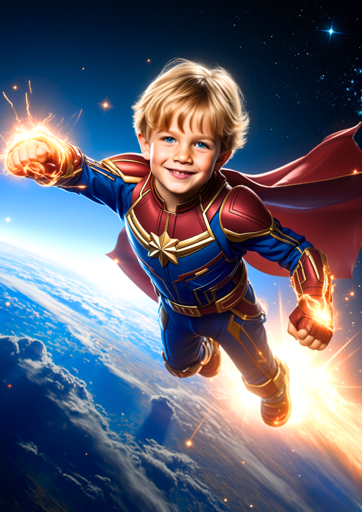 Personalisiertes Superhelden-Porträt – Kinderbild im Comicstil