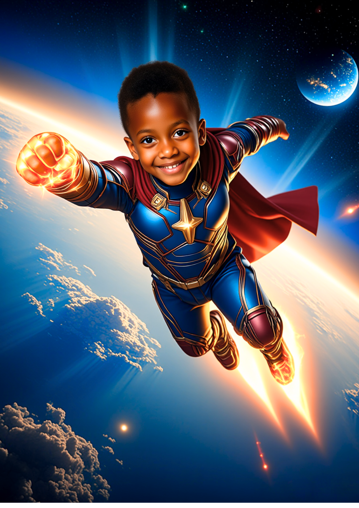 Personalisiertes Superhelden-Porträt – Kinderbild im Comicstil