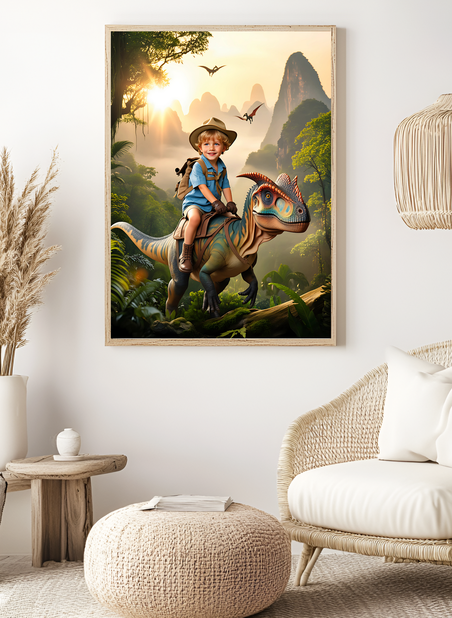 Personalisiertes Dschungel-Abenteuer-Porträt – Magisches Kinderbild als Poster oder Leinwand