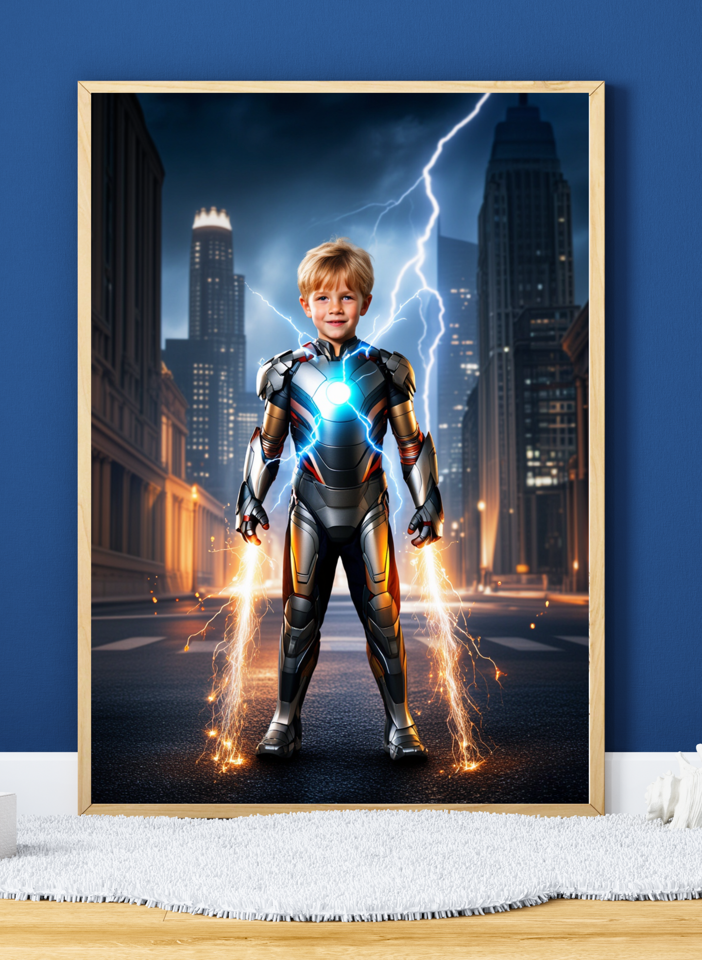 Personalisiertes Superhelden-Porträt – Starkes Kinderbild in Action