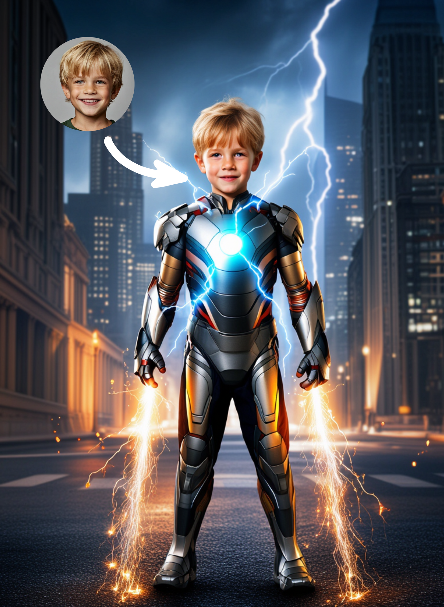 Personalisiertes Superhelden-Porträt – Starkes Kinderbild in Action